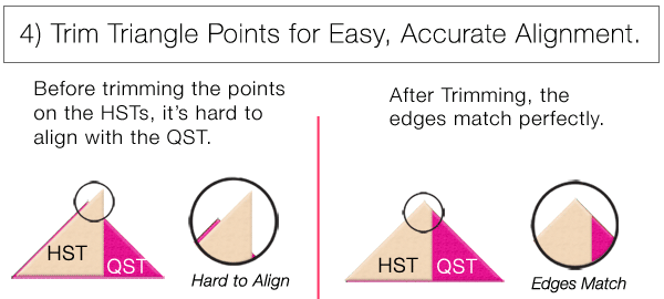 How to trim triangle points to make Flying Geese Blocks