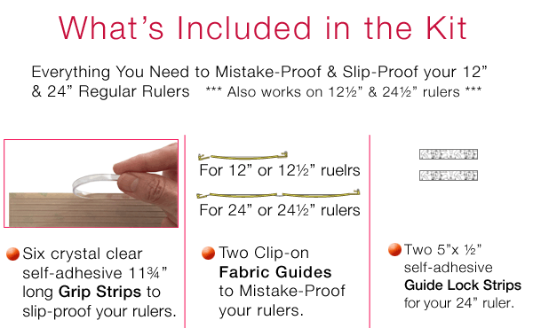 Quilt Ruler Upgrade Kit Contents by Guidelines4Quilting